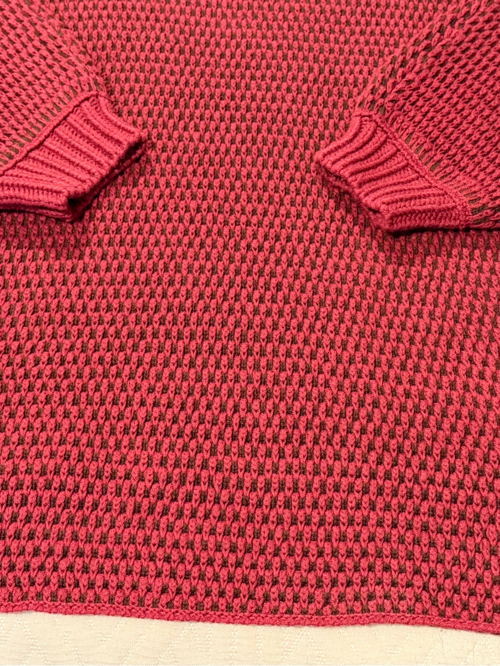 Free People Women's V-Neck Sweater in Red Berry & Brown, Size XS - Picture 10 of 13